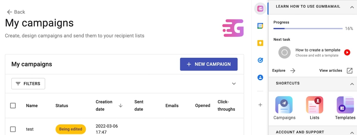 Gmail template: Gumbamail My campaigns