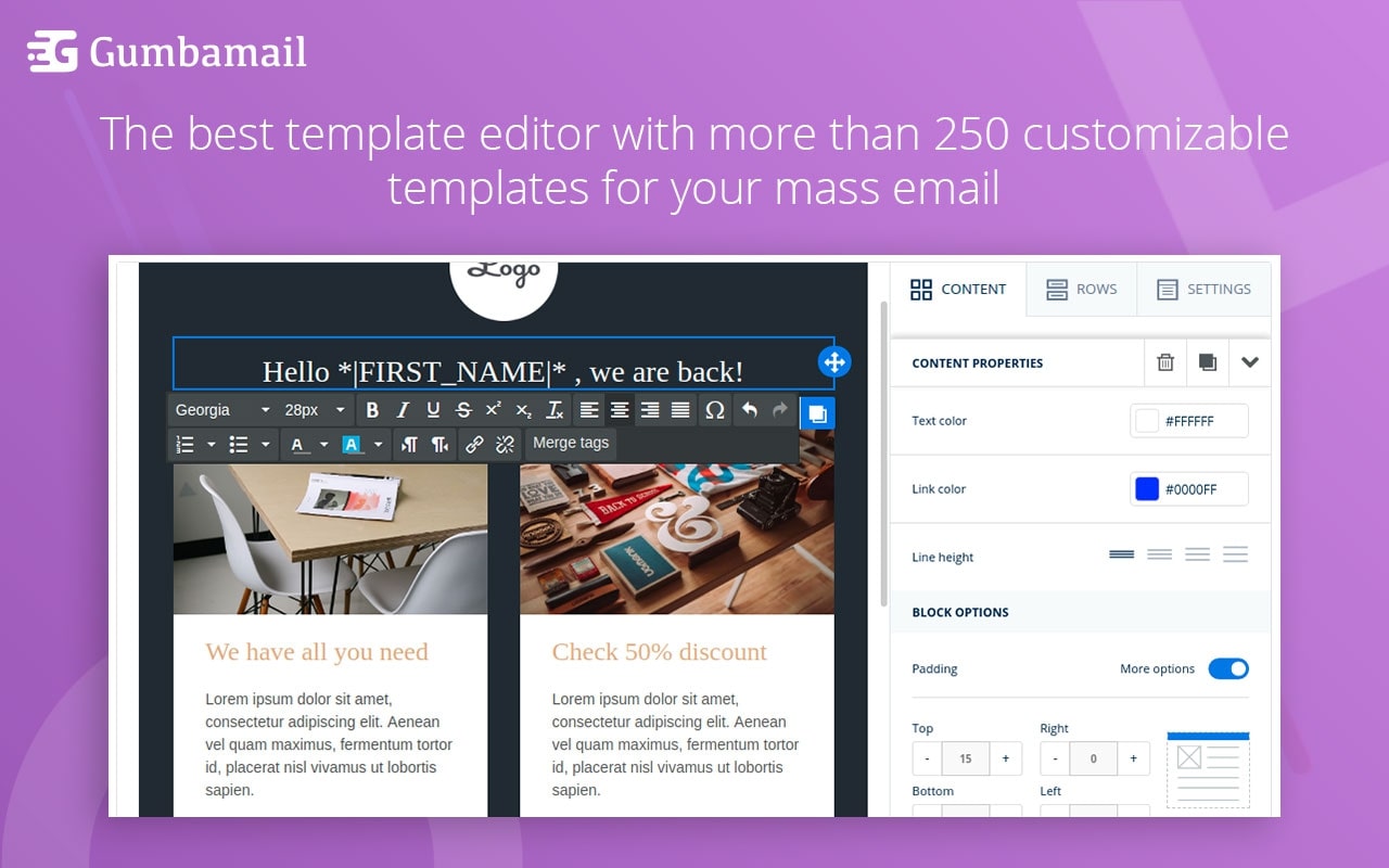 B2B email marketing: Gumbamail customizable templates