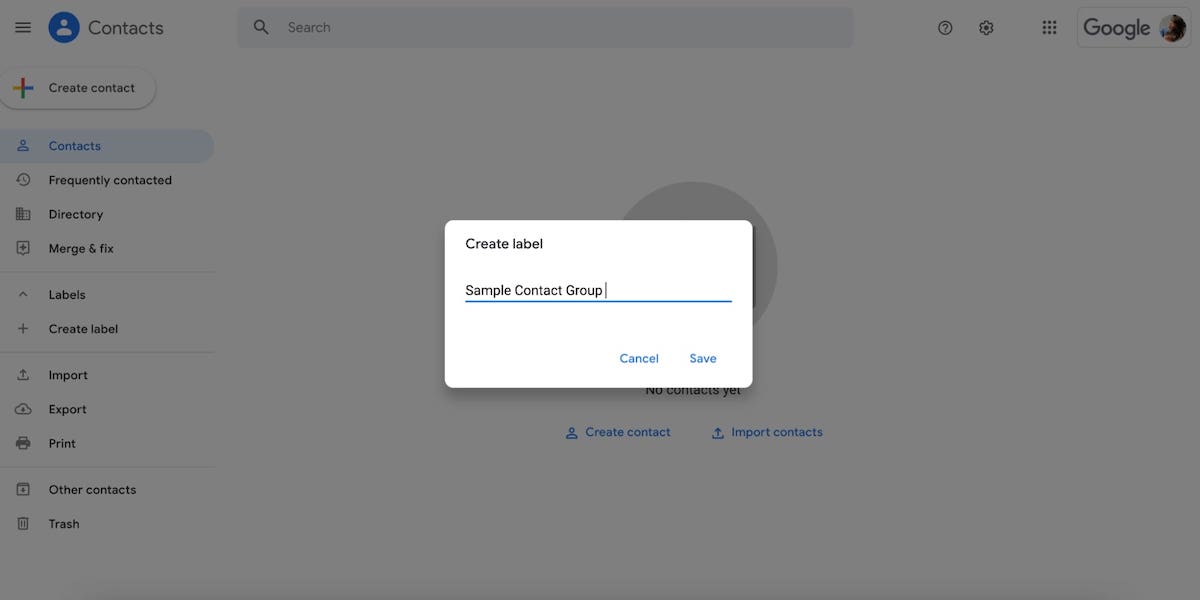 How to make a contact group in Gmail: Sample Contact Group in Gmail