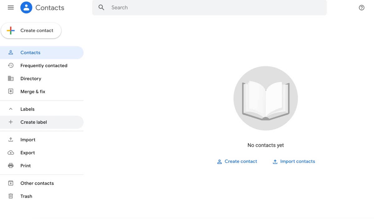How to make a contact group in Gmail: screenshot of Contacts in Gmail