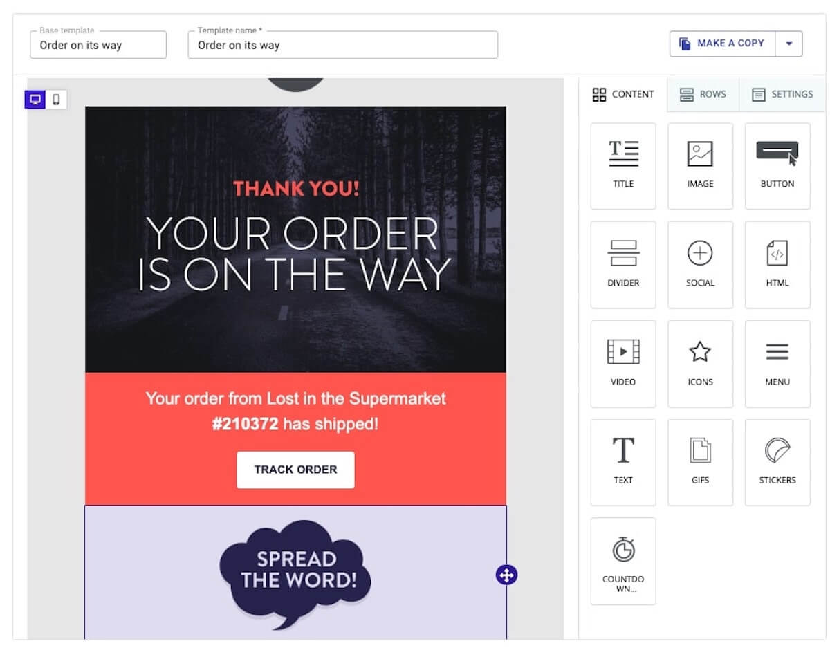 Email marketing templates: Order on its way email template