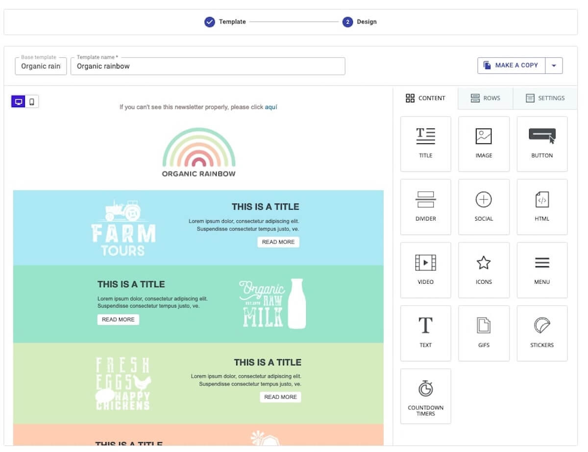 Email marketing templates: Organic rainbow email template