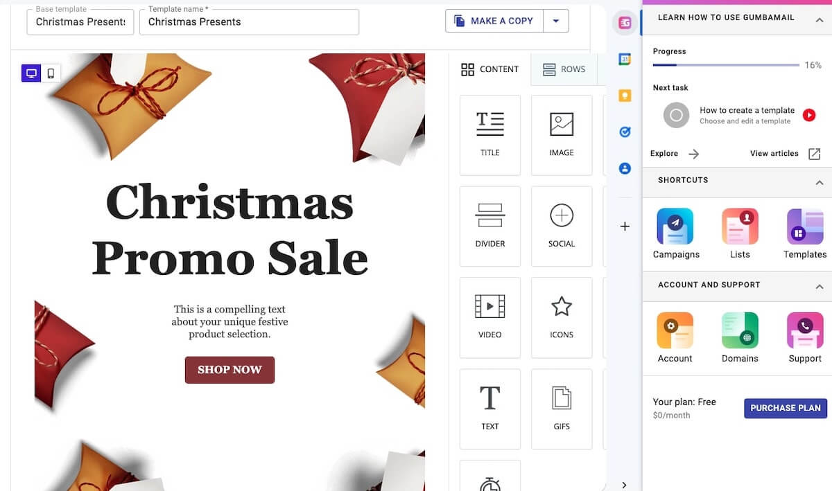 Eblast examples: Gumbamail's Christmas Promo Sale email template