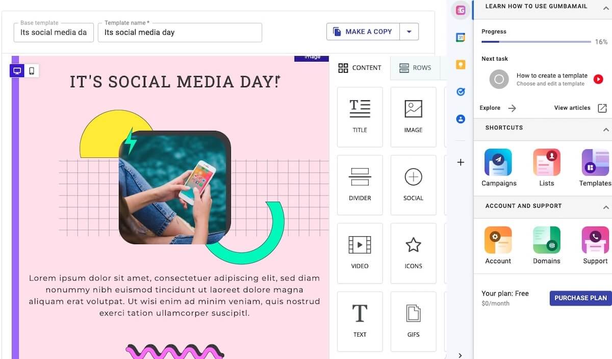 Gumbamail's Its Social Media Day email template
